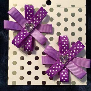 Purple & White Polka Dot Handmade Hair Bows, Bows For Infants, Children, Teens,